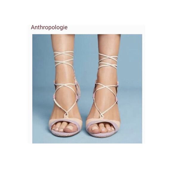 Anthropologie Shoes - Anthropologie BILLY ELLA Striped Lace Up Heels 8.5 Sandals Shoes Pink Purple